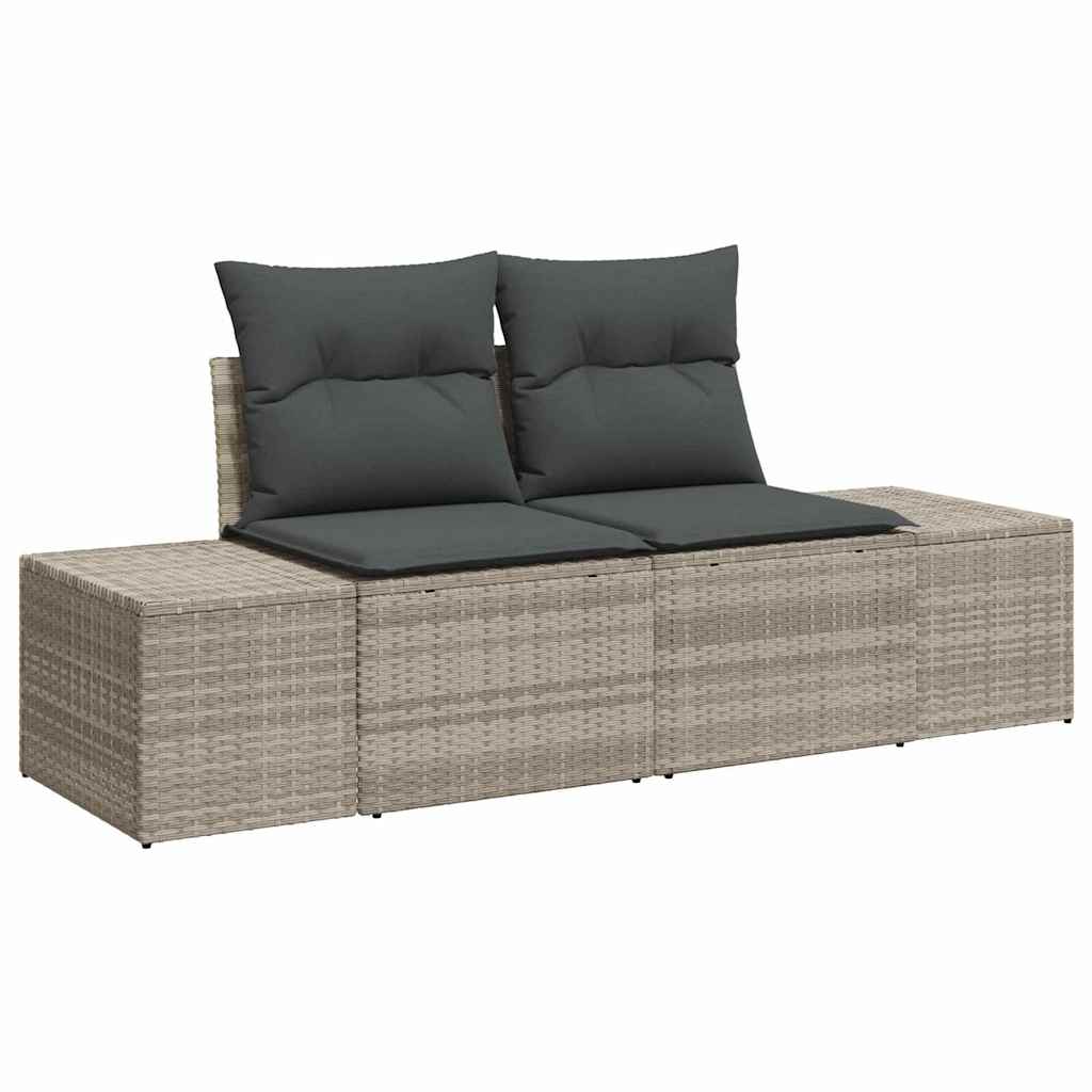 Garten-Sofa-Set mit Kissen 7 pcs Hellgrau Poly Rattan